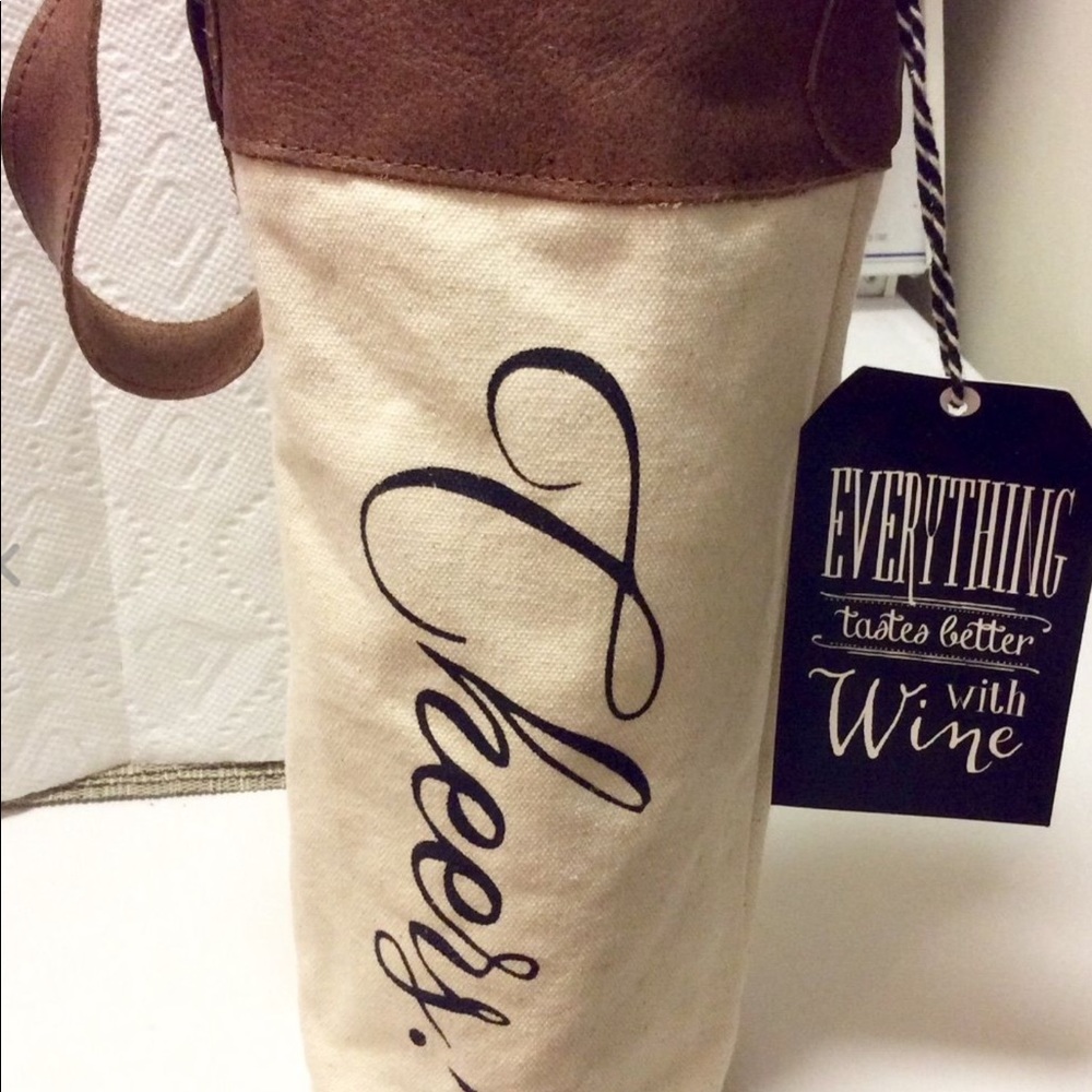 Cheers" Reusable Cotton Leather Wine Tote Bag